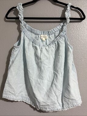 cloth & stone by anthropology Pale Blue Ruffle Strap Tank Top
